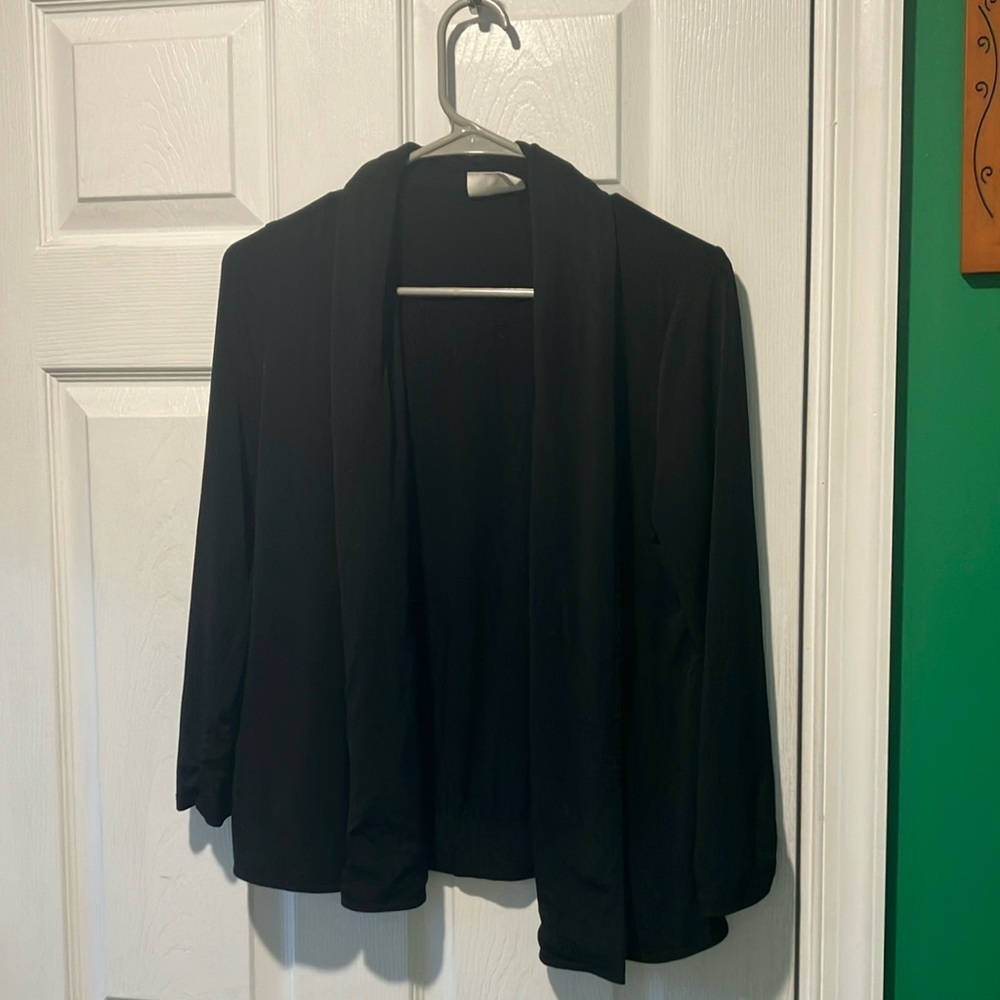 Chicos Women's Black Jacket stretchy small (4-6) cardigan capsule collection